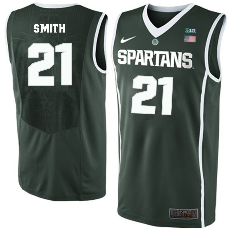 Men Michigan State Spartans #21 Steve Smith NCAA Nike Authentic Green College Stitched Basketball Jersey XS41T87DS
